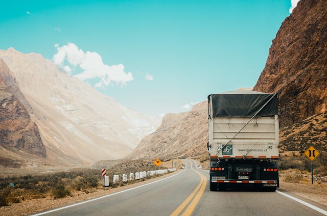 Long-haul truck on a regional highway